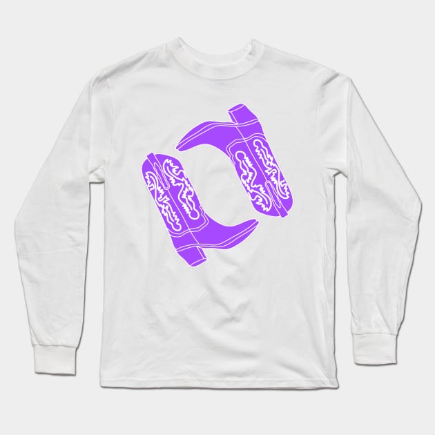 Purple Cowgirl Boots Long Sleeve T-Shirt by groovyfolk